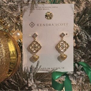 Kendra Scott Gold and Mother of Pearl Geometric Heart Earrings